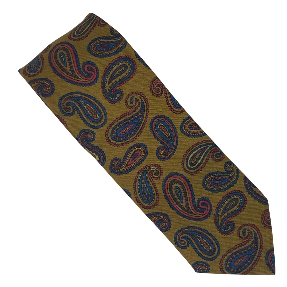 WEMBLEY Silk Tie Paisley Pattern Gold Blue‎ Red Designer Classic Mens 2.5x52